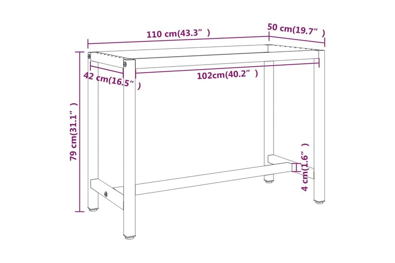 Ramme til arbeidsbenk matt svart og rød 110x50x79 cm metall - Svart - Hus & oppussing - Garasje & verksted - Garasjeinteriør & garasjeoppbevarin