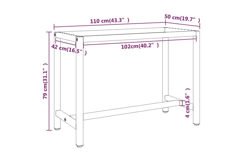 Ramme til arbeidsbenk matt svart og rød 110x50x79 cm metall - Svart - Garasjeinteriør & garasjeoppbevarin - Arbeidsbenk