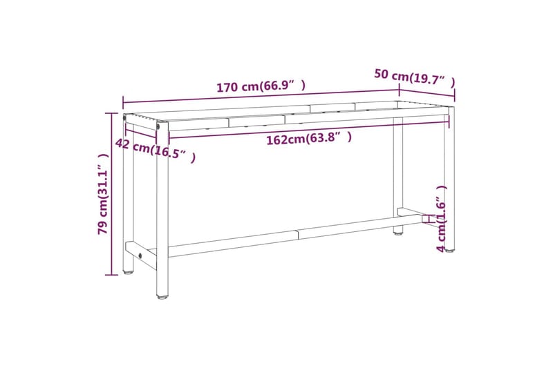 Ramme til arbeidsbenk matt svart og rød 170x50x79 cm metall - Svart - Hus & oppussing - Garasje & verksted - Garasjeinteriør & garasjeoppbevarin