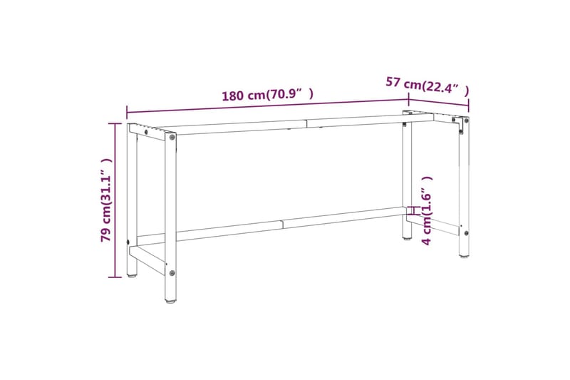 Ramme til arbeidsbenk matt svart og rød 180x57x79 cm metall - Svart - Hus & oppussing - Garasje & verksted - Garasjeinteriør & garasjeoppbevarin