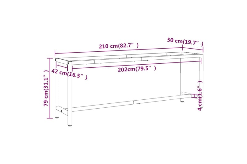 Ramme til arbeidsbenk matt svart og rød 210x50x79 cm metall - Svart - Garasjeinteriør & garasjeoppbevarin - Arbeidsbenk