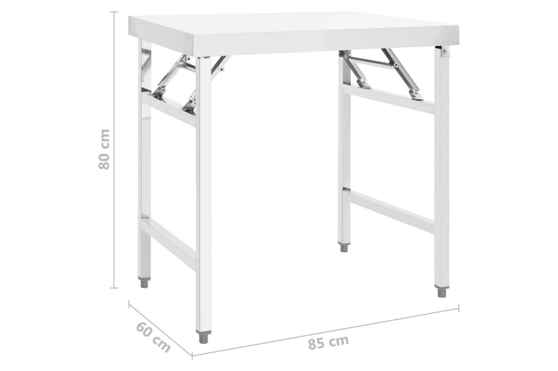 Sammenleggbart arbeidsbord kjøkken 85x60x80cm rustfritt stål - Garasjeinteriør & garasjeoppbevarin - Arbeidsbenk