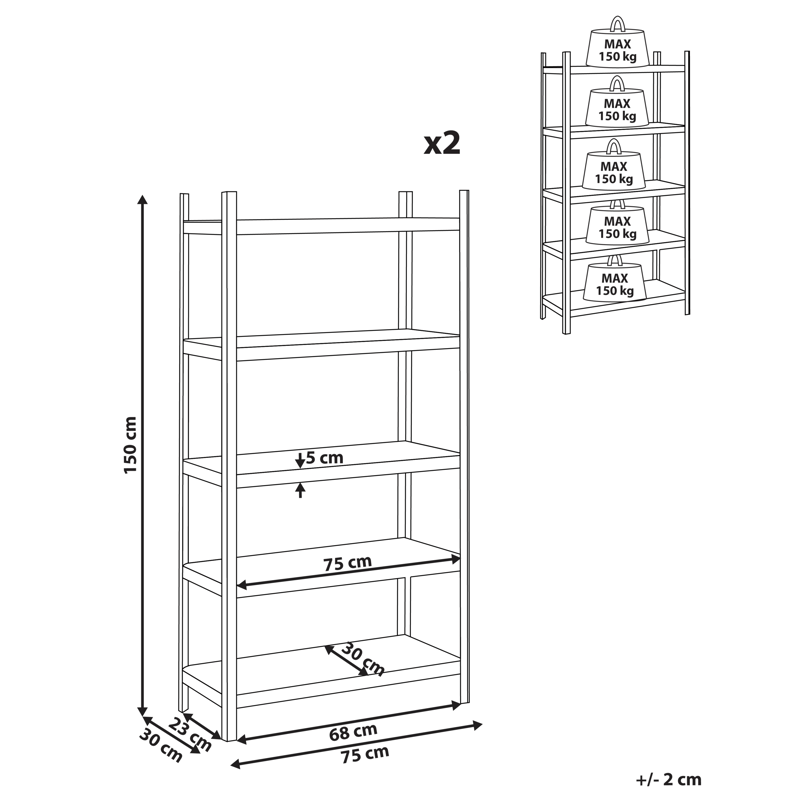 Sett med 2 garasjehyller Xitta 75 cm - Sølv/brun - Hagemøbler - Øvrig utendørs - Tilbehør utendørs - Hyller utendørs