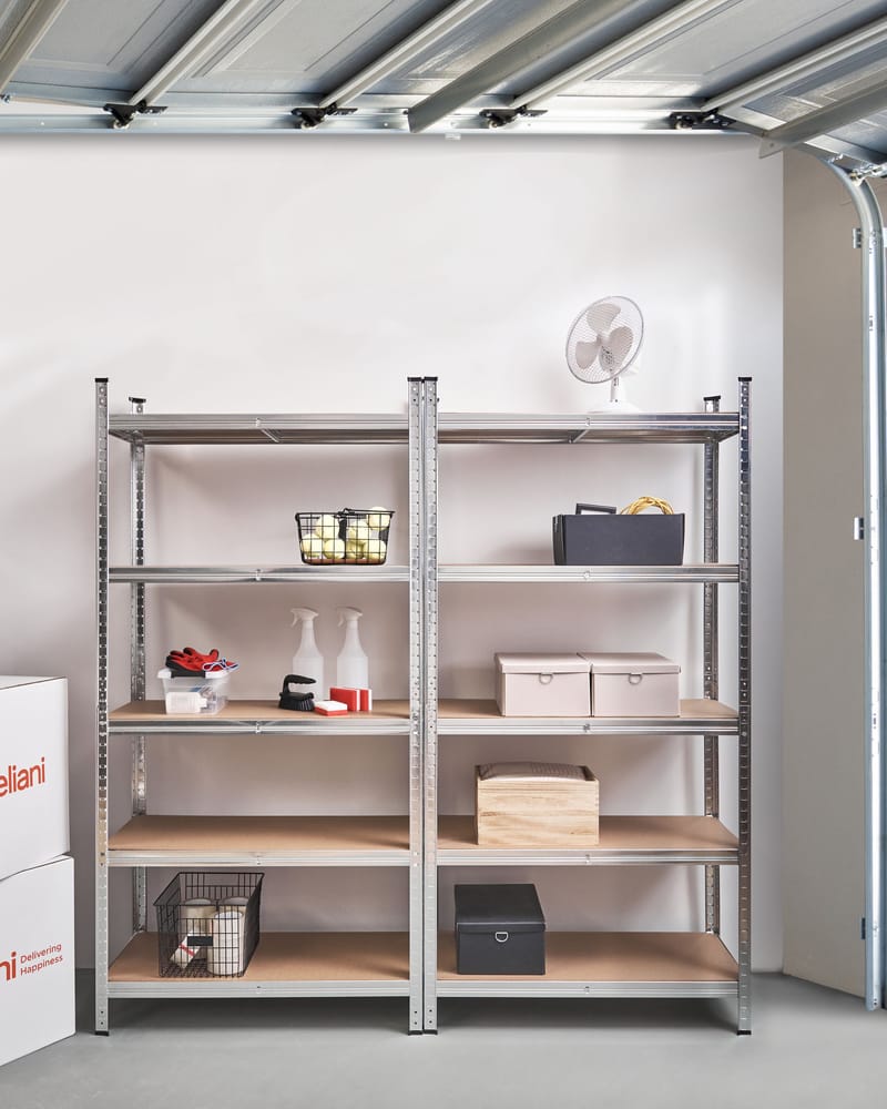 Sett med 2 garasjehyller Xitta 90 cm - Sølv/brun - Hagemøbler - Øvrig utendørs - Tilbehør utendørs - Hyller utendørs