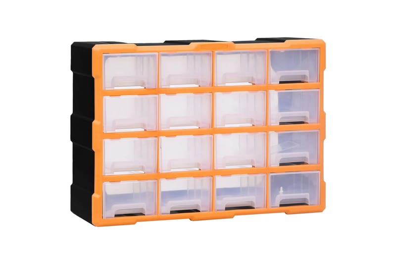 Sortimentskap med 16 mellomstore skuffer 52x16x37 cm - Oransj - Hus & oppussing - Garasje & verksted - Garasjeinteriør & garasjeoppbevarin