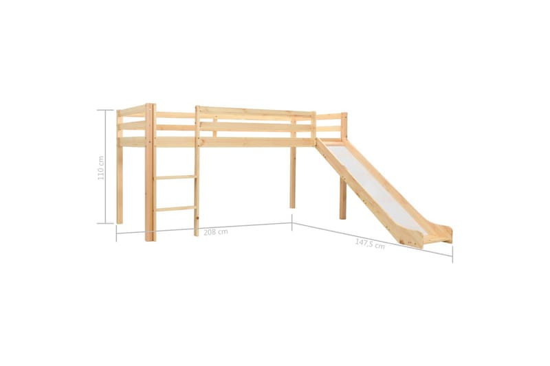 Barneseng med sklie og stige furu 97x208 cm - Brun - Hus & oppussing - Innsynsbeskyttelse & innhegning - Gjerde