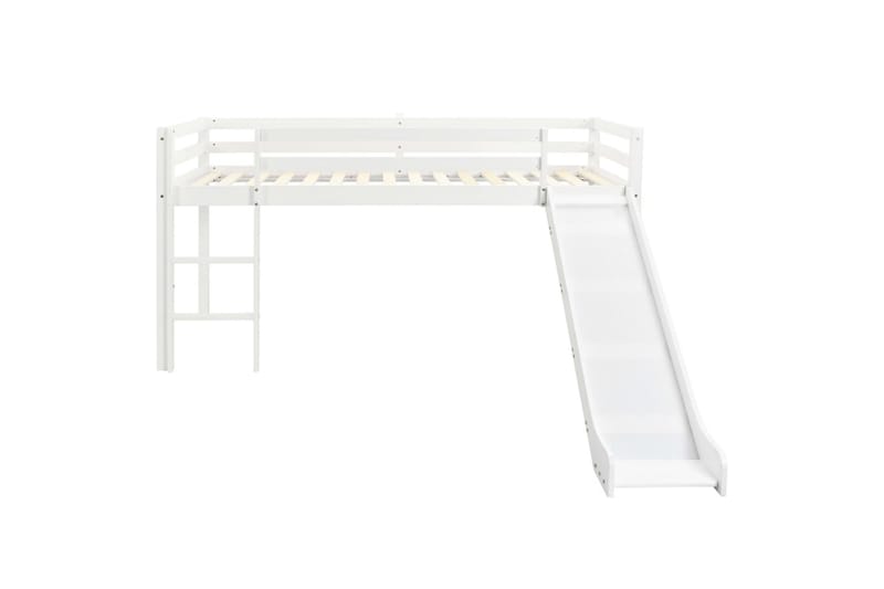 Barneseng med sklie og stige furu 97x208 cm - Hvit - Hus & oppussing - Innsynsbeskyttelse & innhegning - Gjerde