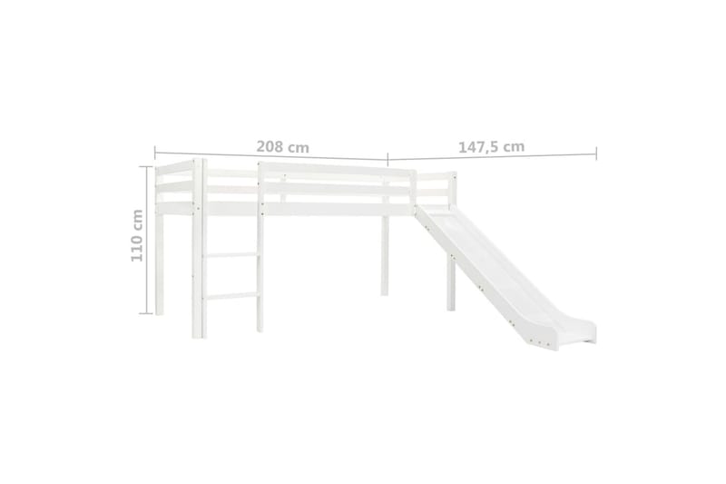 Barneseng med sklie og stige furu 97x208 cm - Hvit - Hus & oppussing - Innsynsbeskyttelse & innhegning - Gjerde