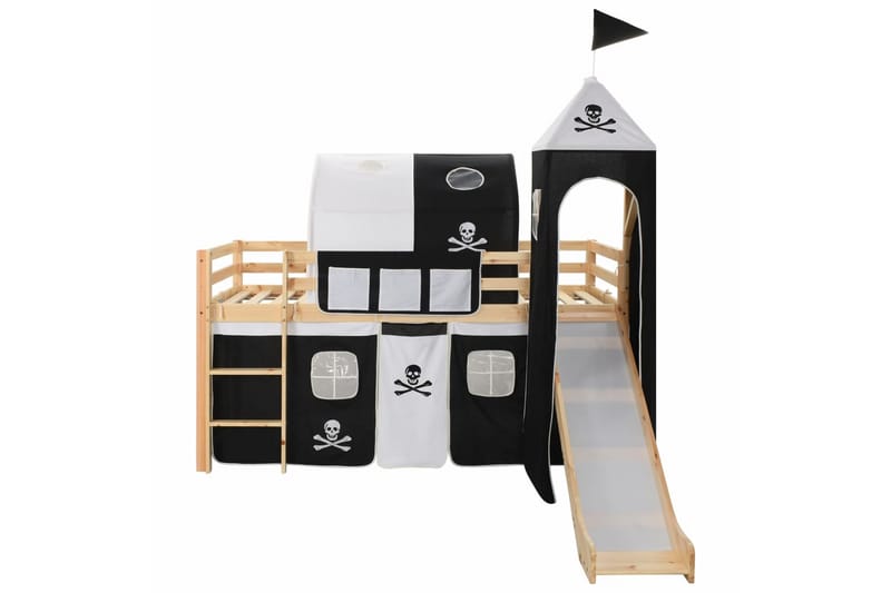 Barneseng med sklie og stige furu 97x208 cm - Svart - Hus & oppussing - Innsynsbeskyttelse & innhegning - Gjerde