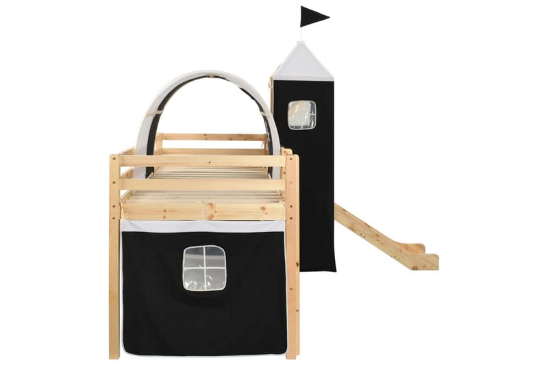 Barneseng med sklie og stige furu 97x208 cm - Svart - Hus & oppussing - Innsynsbeskyttelse & innhegning - Gjerde