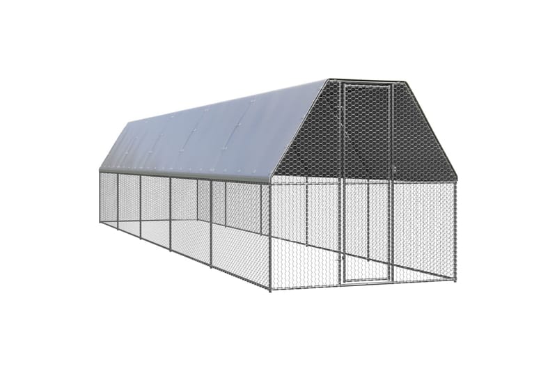Utendørs hønsehus 2x10x2 m galvanisert stål - Silver - Hønsehus - Til dyrene - Hønsegård