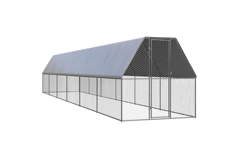 Utendørs hønsehus 2x12x2 m galvanisert stål - Silver - Hønsehus - Til dyrene - Hønsegård