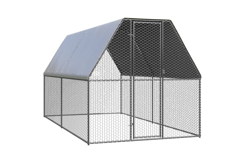 Utendørs hønsehus 2x4x2 m galvanisert stål - Silver - H�ønsehus - Til dyrene - Hønsegård