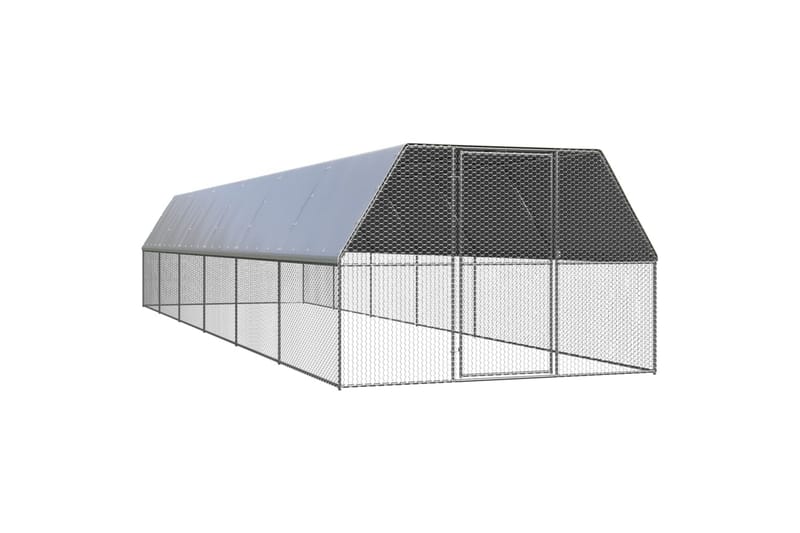 Utendørs hønsehus 3x12x2 m galvanisert stål - Silver - Hønsehus - Til dyrene - Hønsegård