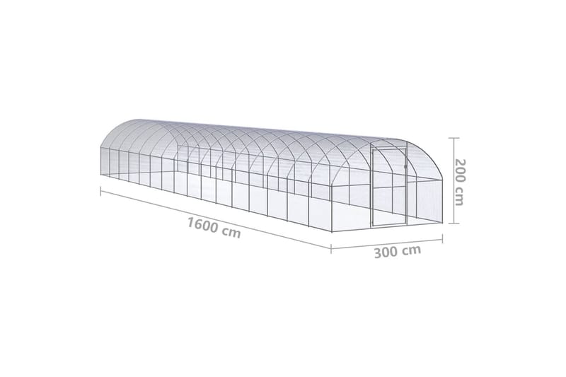 Utendørs hønsehus 3x16x2 m galvanisert stål - Silver - Hønsehus - Til dyrene - Hønsegård