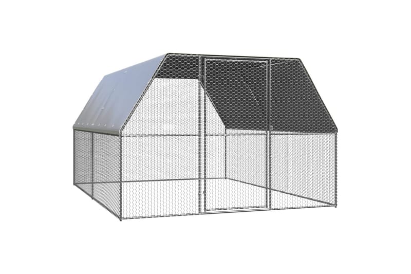 Utendørs hønsehus 3x4x2 m galvanisert stål - Silver - Hønsehus - Til dyrene - Hønsegård