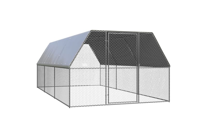 Utendørs hønsehus 3x6x2 m galvanisert stål - Silver - Hønsehus - Til dyrene - Hønsegård