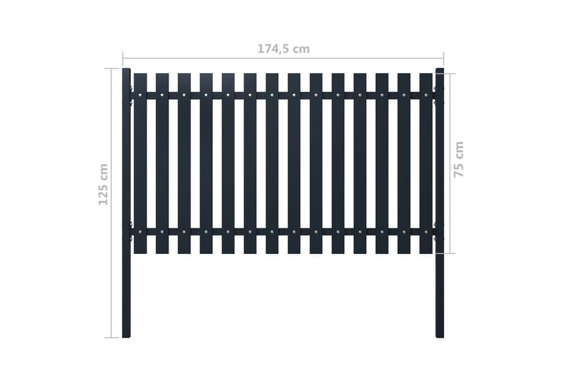 Gjerdepanel antrasitt 174,5x75 cm pulverlakkert stål - Antrasittgrå - Hus & oppussing - Innsynsbeskyttelse & innhegning - Gjerde
