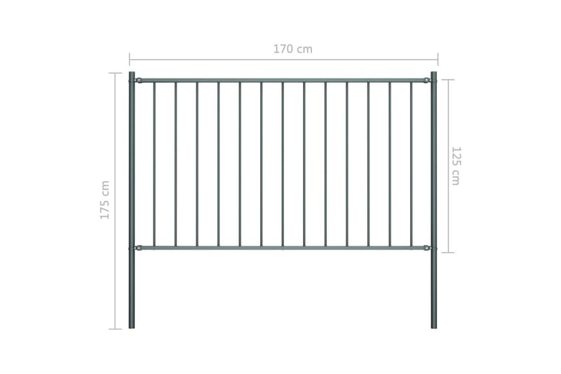 Gjerdepanel m. stolper pulverlakkert stål 1,7x1,25m - Hus & oppussing - Innsynsbeskyttelse & innhegning - Gjerde