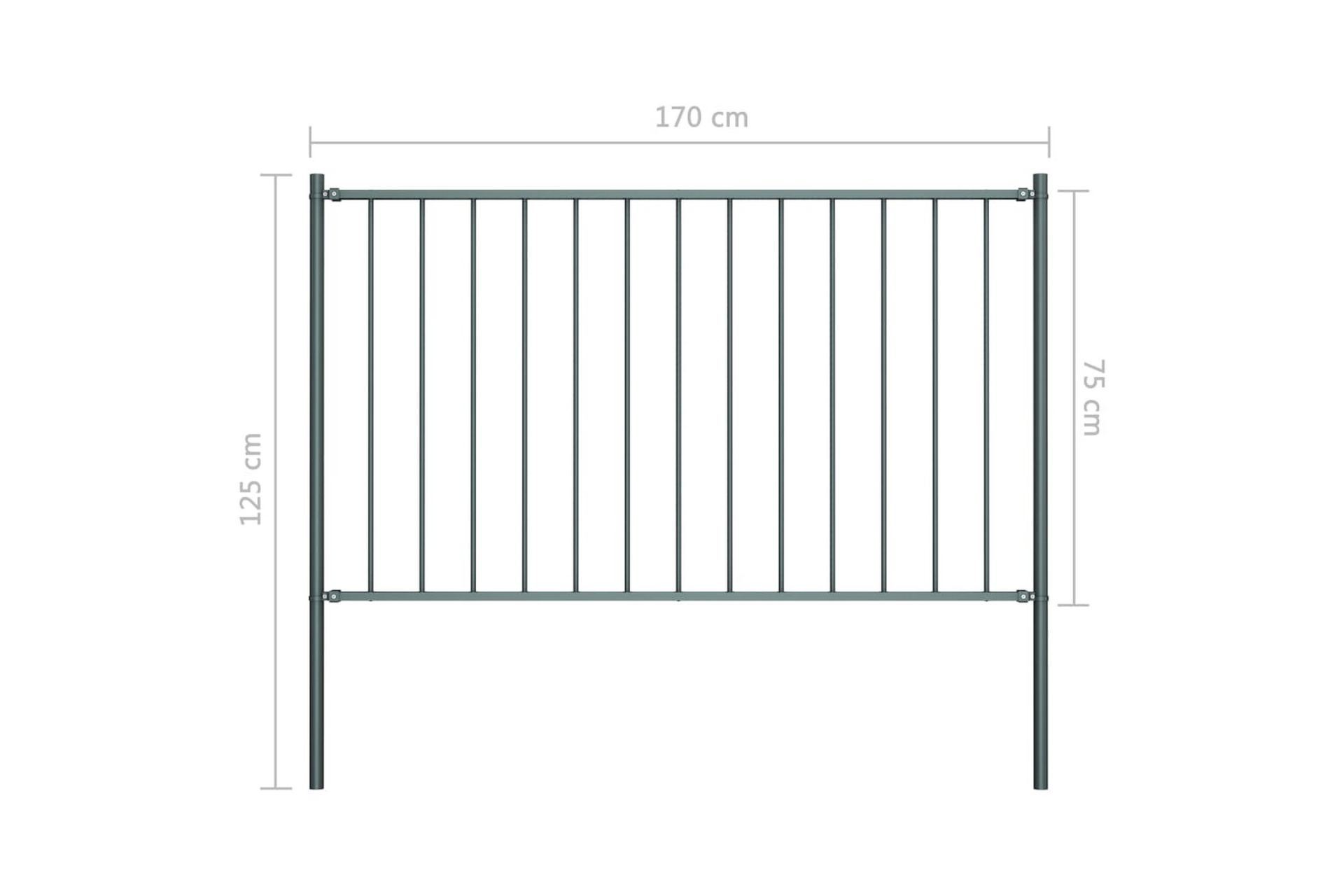 Gjerdepanel m. stolper pulverlakkert stål 1,7x0,75m - Hus & oppussing - Innsynsbeskyttelse & innhegning - Gjerde