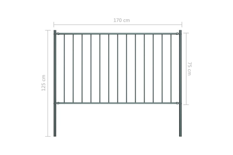 Gjerdepanel m. stolper pulverlakkert stål 1,7x0,75m - Hus & oppussing - Innsynsbeskyttelse & innhegning - Gjerde