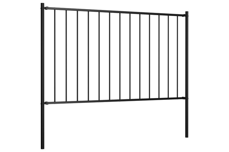Gjerdepanel med stolper pulverlakkert stål 1,7x0,75 m svart - Hus & oppussing - Innsynsbeskyttelse & innhegning - Gjerde