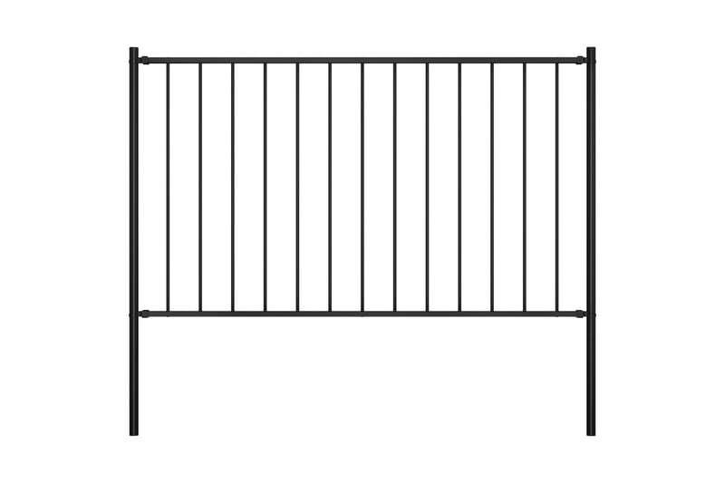 Gjerdepanel med stolper pulverlakkert stål 1,7x0,75 m svart - Hus & oppussing - Innsynsbeskyttelse & innhegning - Gjerde