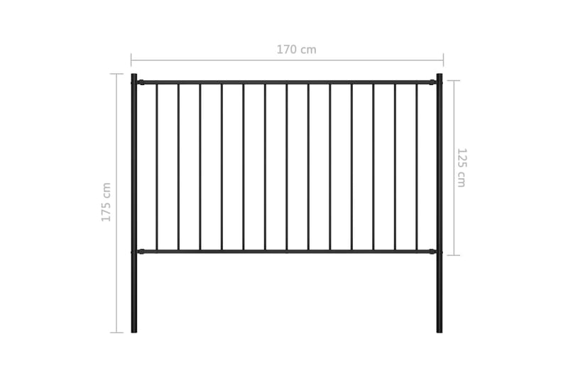 Gjerdepanel med stolper pulverlakkert stål 1,7x1,25 m svart - Hus & oppussing - Innsynsbeskyttelse & innhegning - Gjerde