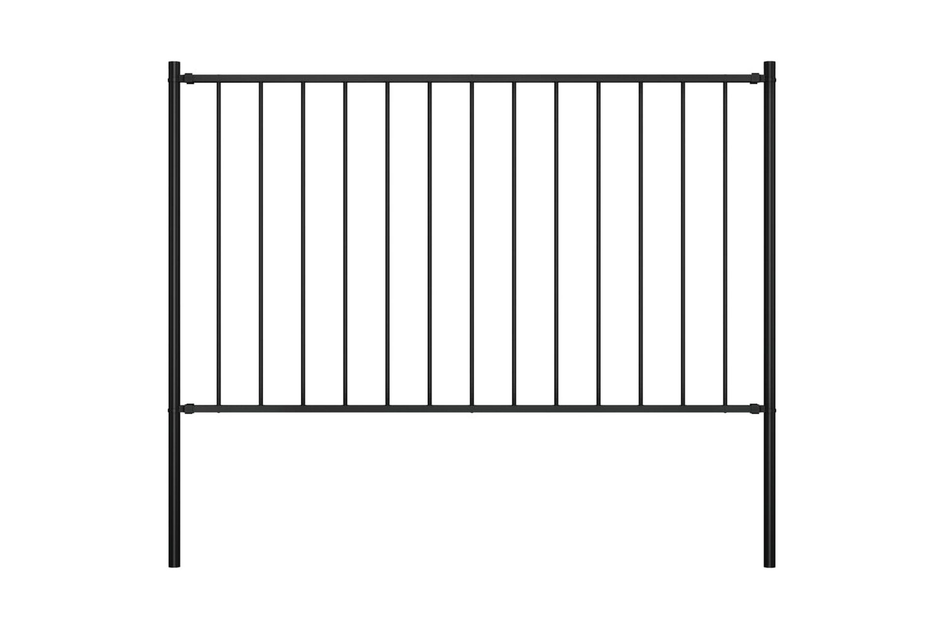 Gjerdepanel med stolper pulverlakkert stål 1,7x1 m svart - Hus & oppussing - Innsynsbeskyttelse & innhegning - Gjerde