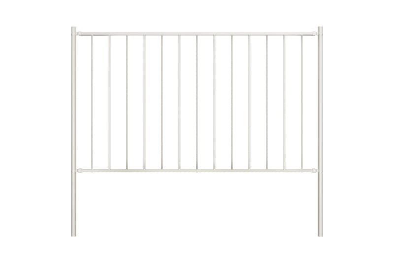 Gjerdepanel med stolper pulverlakkert stål 1,7x1,25 m hvit - Hus & oppussing - Innsynsbeskyttelse & innhegning - Gjerde