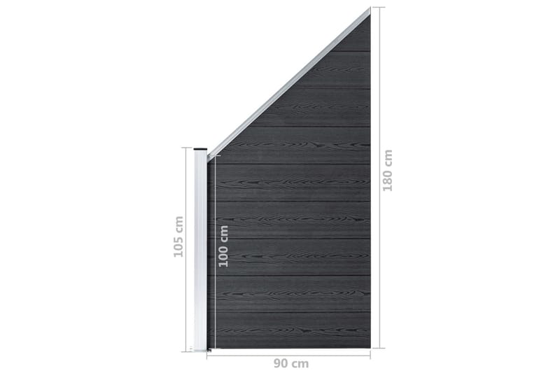 Gjerdepanel WPC 90x(100-180) cm grå - Gjerdestolpe