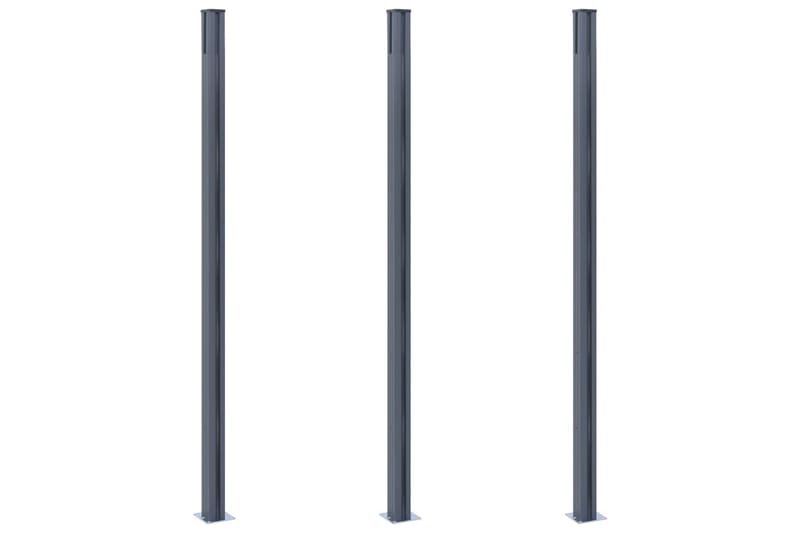 Gjerdestolper 3 stk mørkegrå 185 cm aluminium - Hus & oppussing - Innsynsbeskyttelse & innhegning - Gjerde