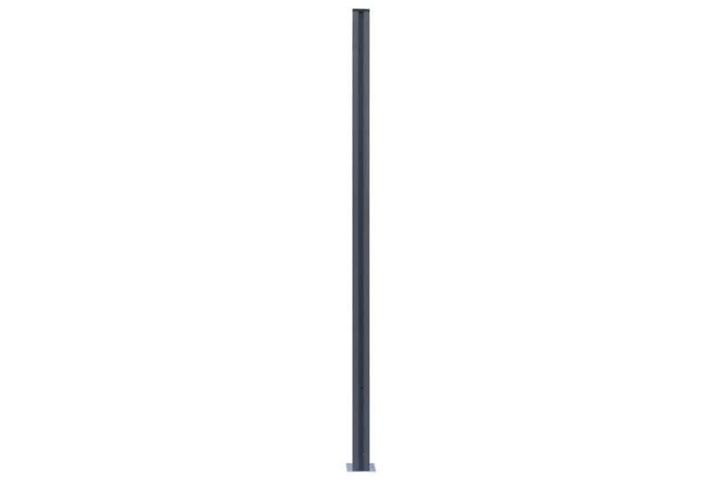 Gjerdestolper 3 stk mørkegrå 185 cm aluminium - Gjerdestolpe