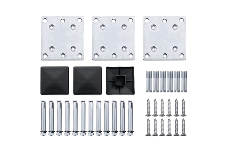 Gjerdestolper 3 stk mørkegrå 185 cm aluminium - Hus & oppussing - Innsynsbeskyttelse & innhegning - Gjerde