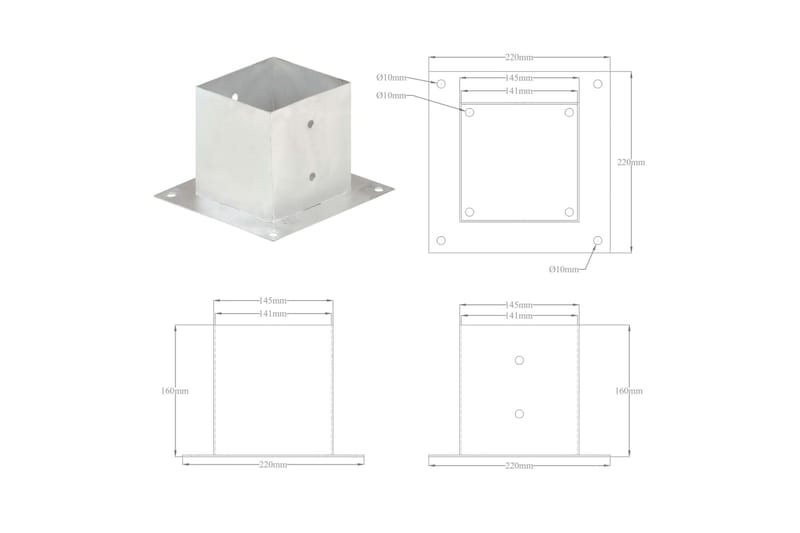 Stolpeankere 4 stk galvanisert metall 141 mm - Hus & oppussing - Innsynsbeskyttelse & innhegning - Gjerde
