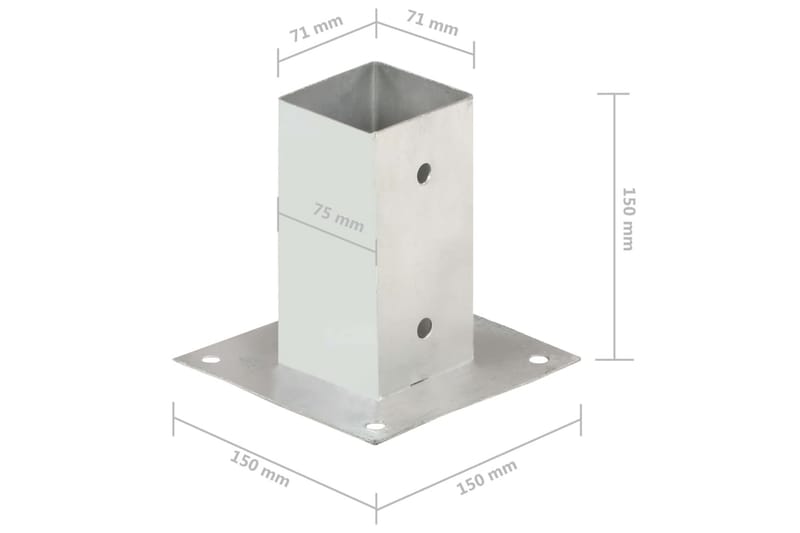 Stolpeankere 4 stk galvanisert metall 71 mm - Hus & oppussing - Innsynsbeskyttelse & innhegning - Gjerde