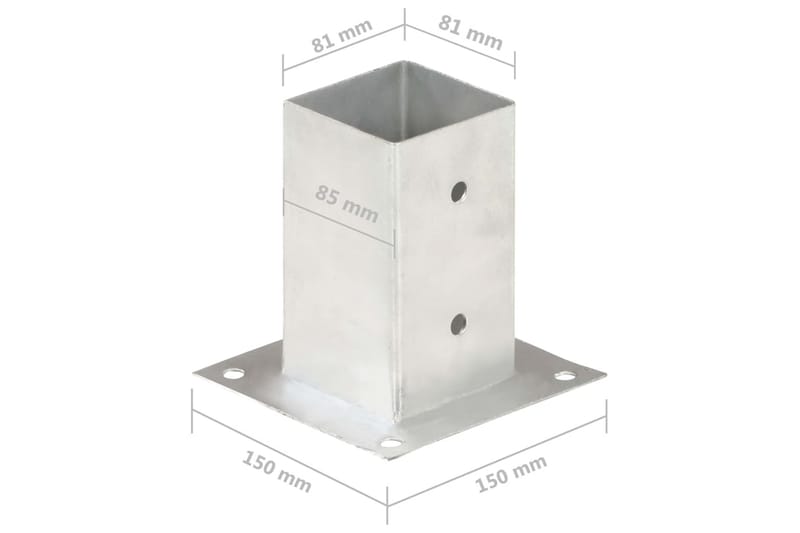 Stolpeankere 4 stk galvanisert metall 81 mm - Hus & oppussing - Innsynsbeskyttelse & innhegning - Gjerde