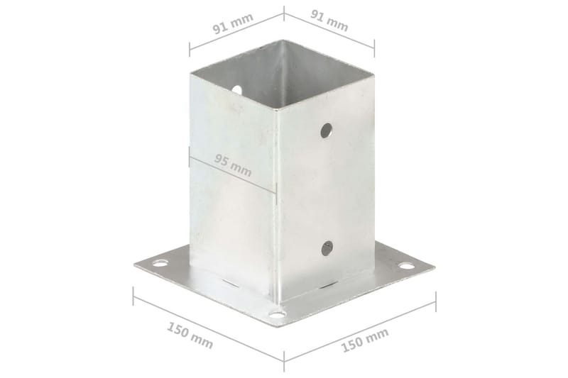 Stolpeankere 4 stk galvanisert metall 91 mm - Hus & oppussing - Innsynsbeskyttelse & innhegning - Gjerde