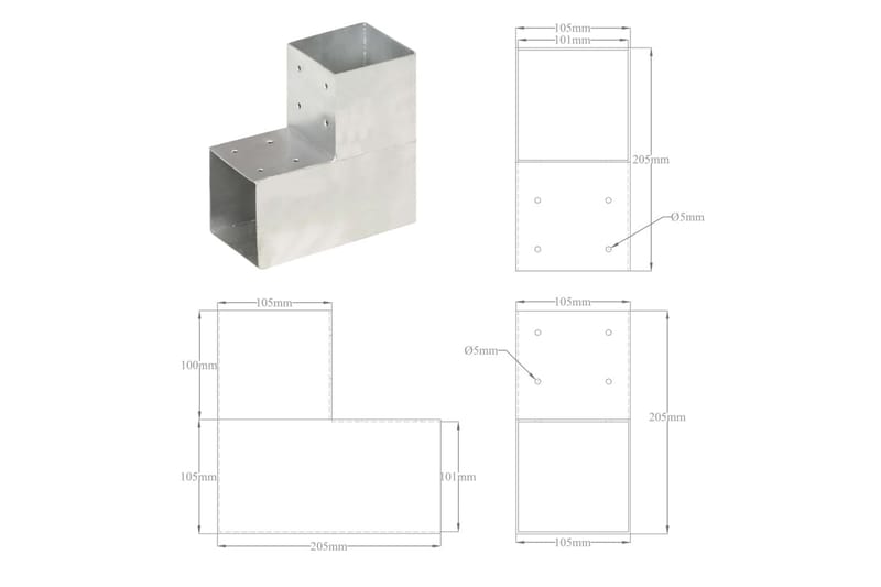 Stolpesko 4 stk L-form galvanisert metall 101x101 mm - Hus & oppussing - Innsynsbeskyttelse & innhegning - Gjerde