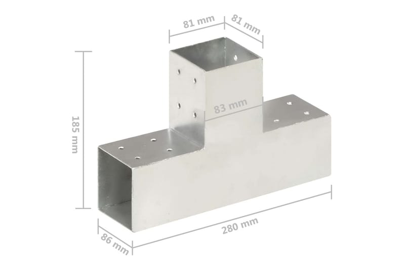 Stolpesko 4 stk T-form galvanisert metall 81x81 mm - Hus & oppussing - Innsynsbeskyttelse & innhegning - Gjerde
