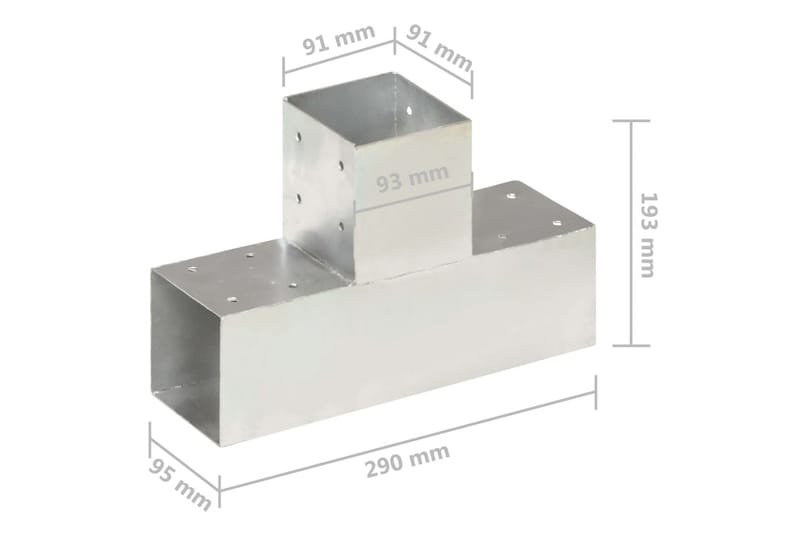 Stolpesko 4 stk T-form galvanisert metall 91x91 mm - Hus & oppussing - Innsynsbeskyttelse & innhegning - Gjerde