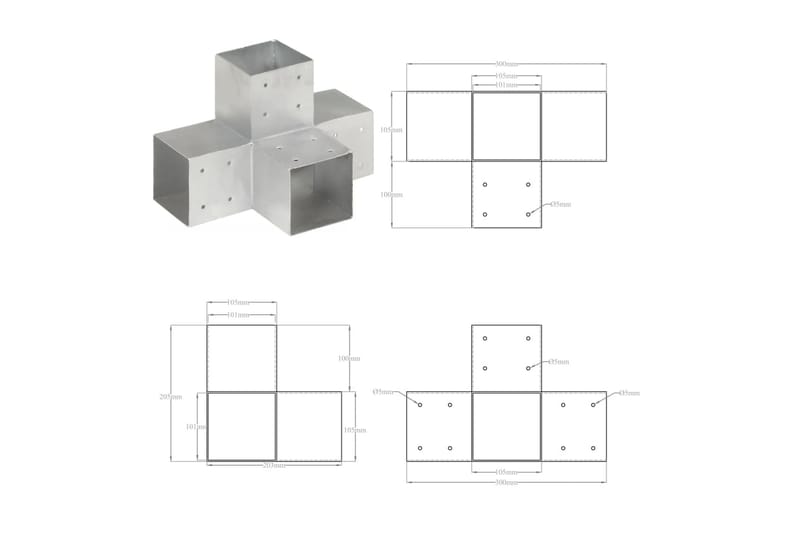 Stolpesko 4 stk X-form galvanisert metall 101x101 mm - Hus & oppussing - Innsynsbeskyttelse & innhegning - Gjerde