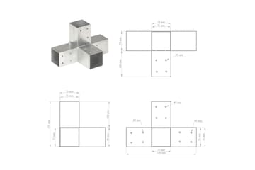 Stolpesko 4 stk X-form galvanisert metall 71x71 mm - Hus & oppussing - Innsynsbeskyttelse & innhegning - Gjerde