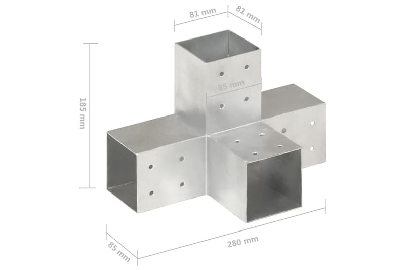 Stolpesko 4 stk X-form galvanisert metall 81x81 mm - Hus & oppussing - Innsynsbeskyttelse & innhegning - Gjerde