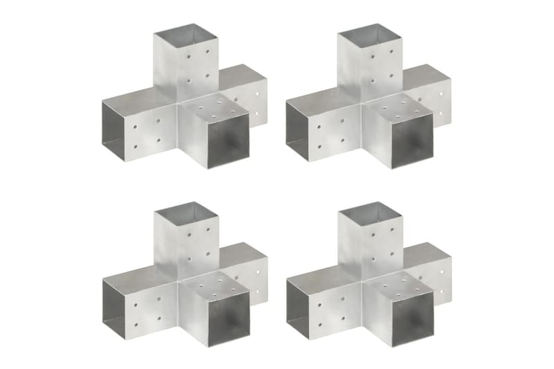 Stolpesko 4 stk X-form galvanisert metall 81x81 mm - Hus & oppussing - Innsynsbeskyttelse & innhegning - Gjerde