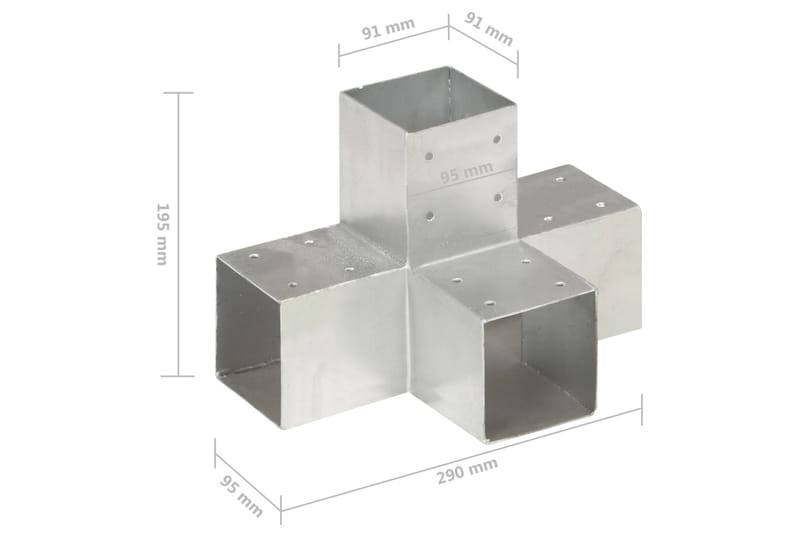 Stolpesko 4 stk X-form galvanisert metall 91x91 mm - Hus & oppussing - Innsynsbeskyttelse & innhegning - Gjerde