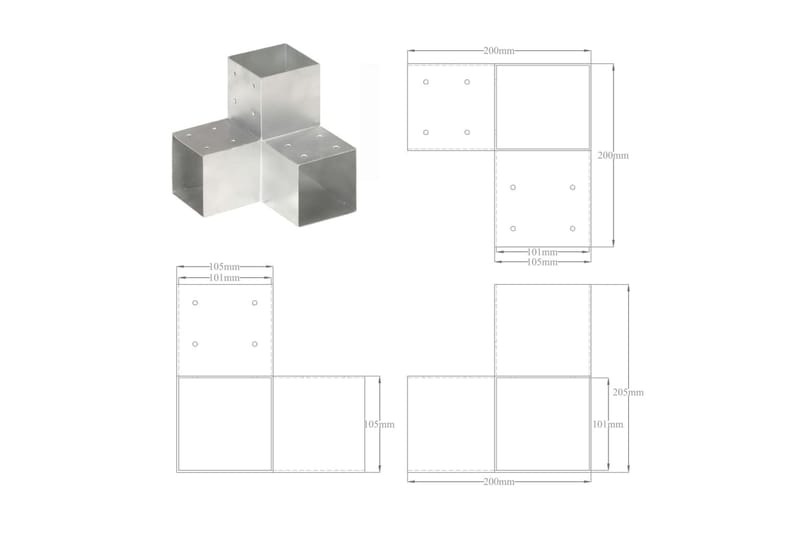 Stolpesko 4 stk Y-form galvanisert metall 101x101 mm - Hus & oppussing - Innsynsbeskyttelse & innhegning - Gjerde