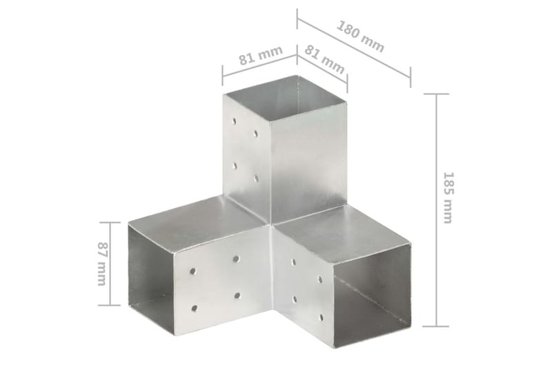 Stolpesko 4 stk Y-form galvanisert metall 81x81 mm - Hus & oppussing - Innsynsbeskyttelse & innhegning - Gjerde