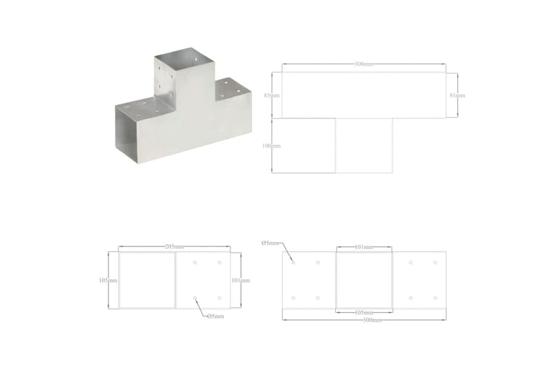 Stolpesko T-form galvanisert metall 101x101 mm - Hus & oppussing - Innsynsbeskyttelse & innhegning - Gjerde