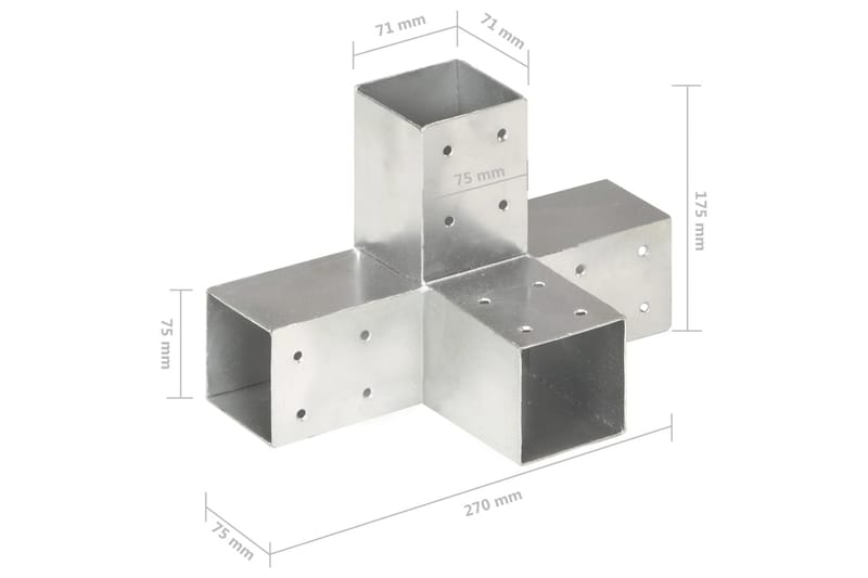 Stolpesko X-form galvanisert metall 71x71 mm - Hus & oppussing - Innsynsbeskyttelse & innhegning - Gjerde